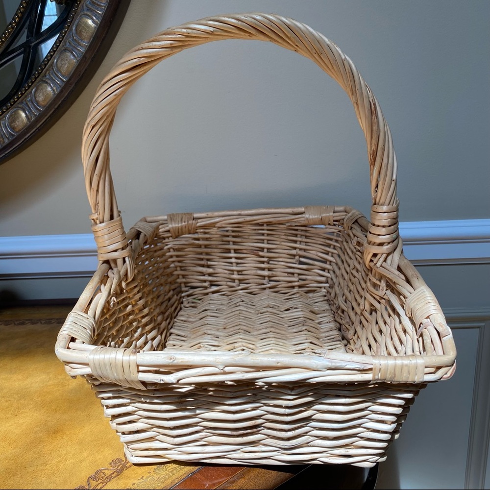 Extra Large Boho Rectangular Wicker Basket with Handle